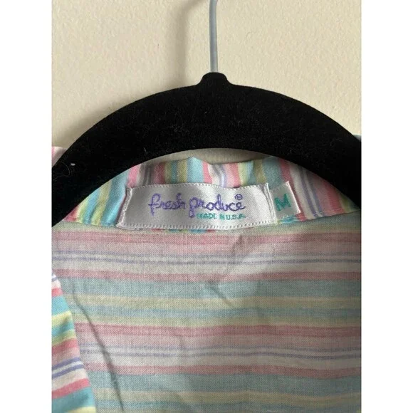 Fresh Produce Womens Medium‎ Collared Button Front Shirt Sleeveless Rainbow Boho - Picture 2 of 6